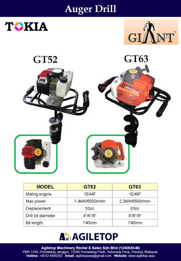 Auger Drill - Giant GT52 & GT63