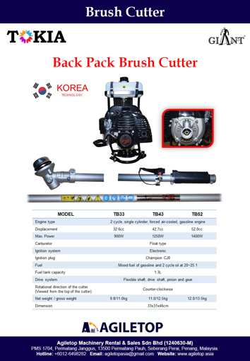 Brush Cutter - Giant TB33, TB43 & TB52