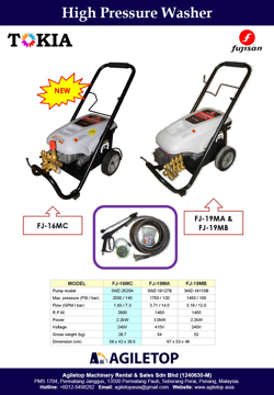 High Pressure Washer - Fujisan FJ16MC, FJ19MA & FJ19MB