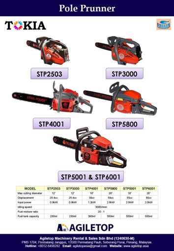 Chainsaw - Steel Power STP2503, STP3000, STP4001, STP5800, STP5001 & STP6001