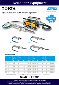 Demolition Equipment - Darda Hydraulic Rock and Concrete Splitters