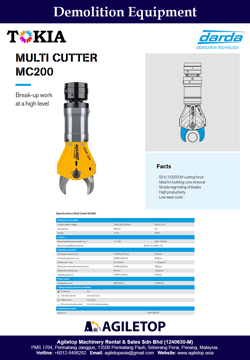 Demolition Equipment - Darda Hydraulic Multi Cutter MC200