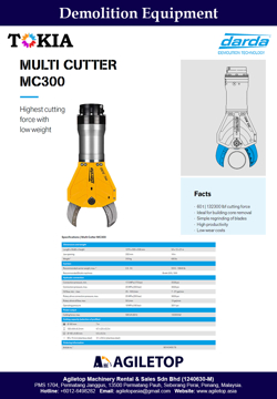 Demolition Equipment - Darda Hydraulic Multi Cutter MC300