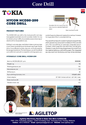 Hydraulic Core Drill - Hycon HCD50-200