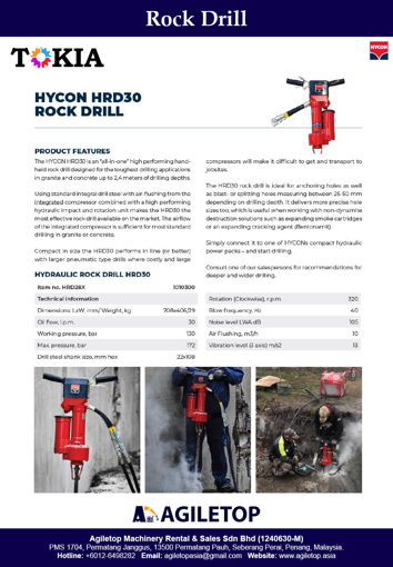 Hydraulic Rock Drill - Hycon HRD30